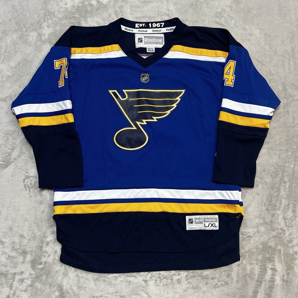 Reebok St Louis Blues TJ Oshie 74 Hockey Jersey Youth L XL Blue NHL Est 1967